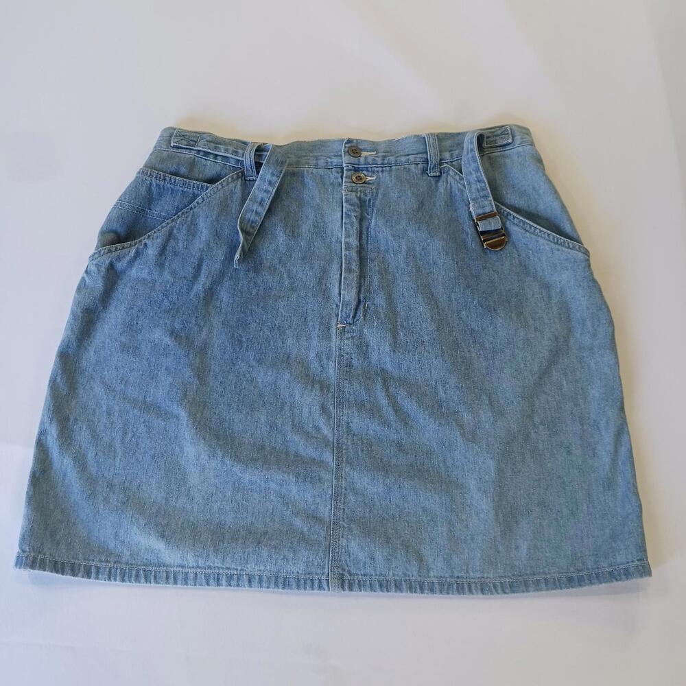 Faded Glory FG13-0542 Ladies Blue Cotton Denim Skirt Size 16 Waist 34"